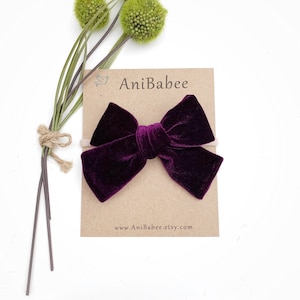 Velvet Hair Bow | Christmas Headband | Velvet Bow | Baby Headband | Baby Girl Bow | Hair Clips | Nylon Headband | Velvet Headband