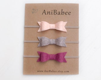 Felt Bow Headband, Baby Headband Set, Baby Bow Headband Set, Newborn  Headband, Felt Bows, Baby Hair Bows, Baby Bows, Baby Accessories