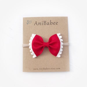 Baby Bow Headband, Valentines Day Bow, Baby Girl Headband, Baby Headband, Baby Bow Headband, Felt Bow Headband, Hair Clips, Candy Apple
