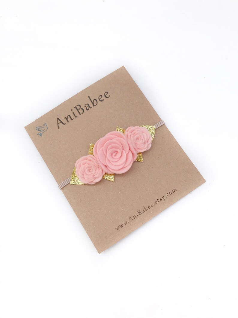 Blush Felt Flower Headband baby flower headband Felt Flower Etsy