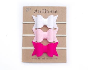 Felt Bow Headband Set, Baby Headband, Baby Headband Set, Newborn Headband, Felt Bows, Baby Hair Bows, Baby Bows, Baby Headband Bows