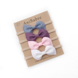 Baby Headband Bows, Baby Headband, Baby Girl Headband, Headband Set, Baby-Girl Bow Headband, Felt Bow Headband, Baby Headband Set, Hair Bows image 6