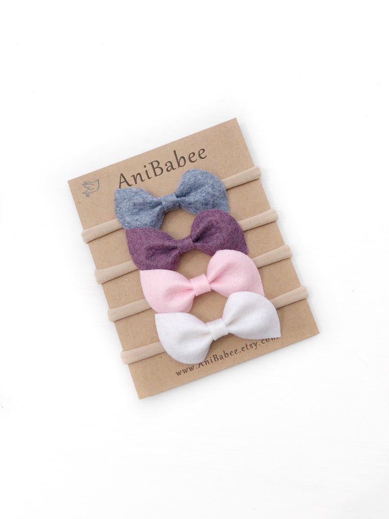 Baby Headband Bows, Baby Headband, Baby Girl Headband, Headband Set, Baby-Girl Bow Headband, Felt Bow Headband, Baby Headband Set, Hair Bows image 6