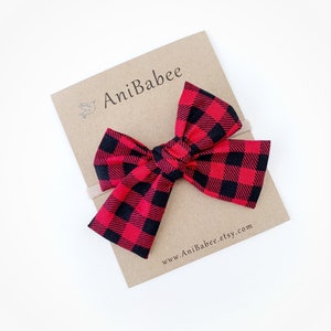 Buffalo Plaid Bow, Baby Christmas Headband, Baby Bows, Baby Headband, Baby Bow Headband, Baby Girl Headband, Buffalo Plaid, Newborn Headband