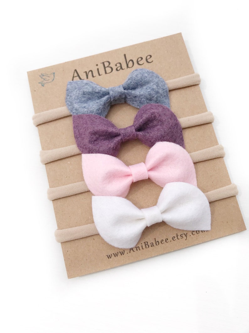 Baby Headband Bows, Baby Headband, Baby Girl Headband, Headband Set, Baby-Girl Bow Headband, Felt Bow Headband, Baby Headband Set, Hair Bows image 8