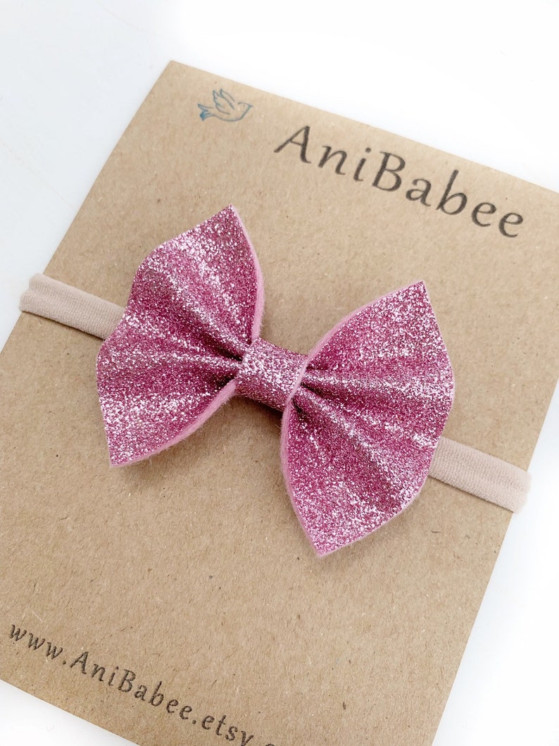 Baby Bow Headband Baby Girl Headband Infant Headband Felt Bow Headband Hair Bow Newborn Headband Glitter Bow Baby Headband