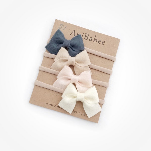 Earth Tone Clothing | Felt Hair Bows | Baby Headbands | Neutral Baby Bows | Girls Hair Bows | Headband Set | Baby Bow Set | Newborn Bows