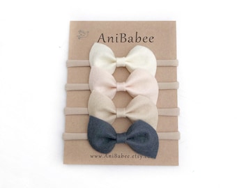 Baby Headband, Bow Headband Set, Baby-Girl Bow Headband, Baby Bow Headband, Felt Bow Headband, Baby Headband Set, Nylon Baby Headband