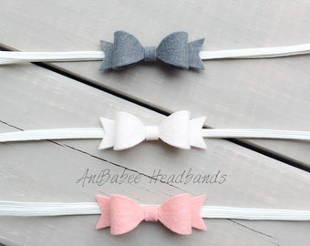 Baby Bow Headband, Baby Headband, Felt Bow Headband, Newborn Headband, Infant Headband, Baby Hair Bows, Hair Bows, Headband Set, Newborn Bow