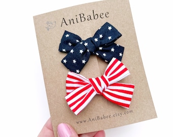 4th of July Piggy Tail Bows, 4th of July Headband, Fourth of July Bow, Baby Headband, Patriotic Hair Bow, Hair Clip, Pigtail Clips, Baby Bow