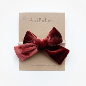Cinnamon Velvet Hair Bow: Baby Headband or Clip
