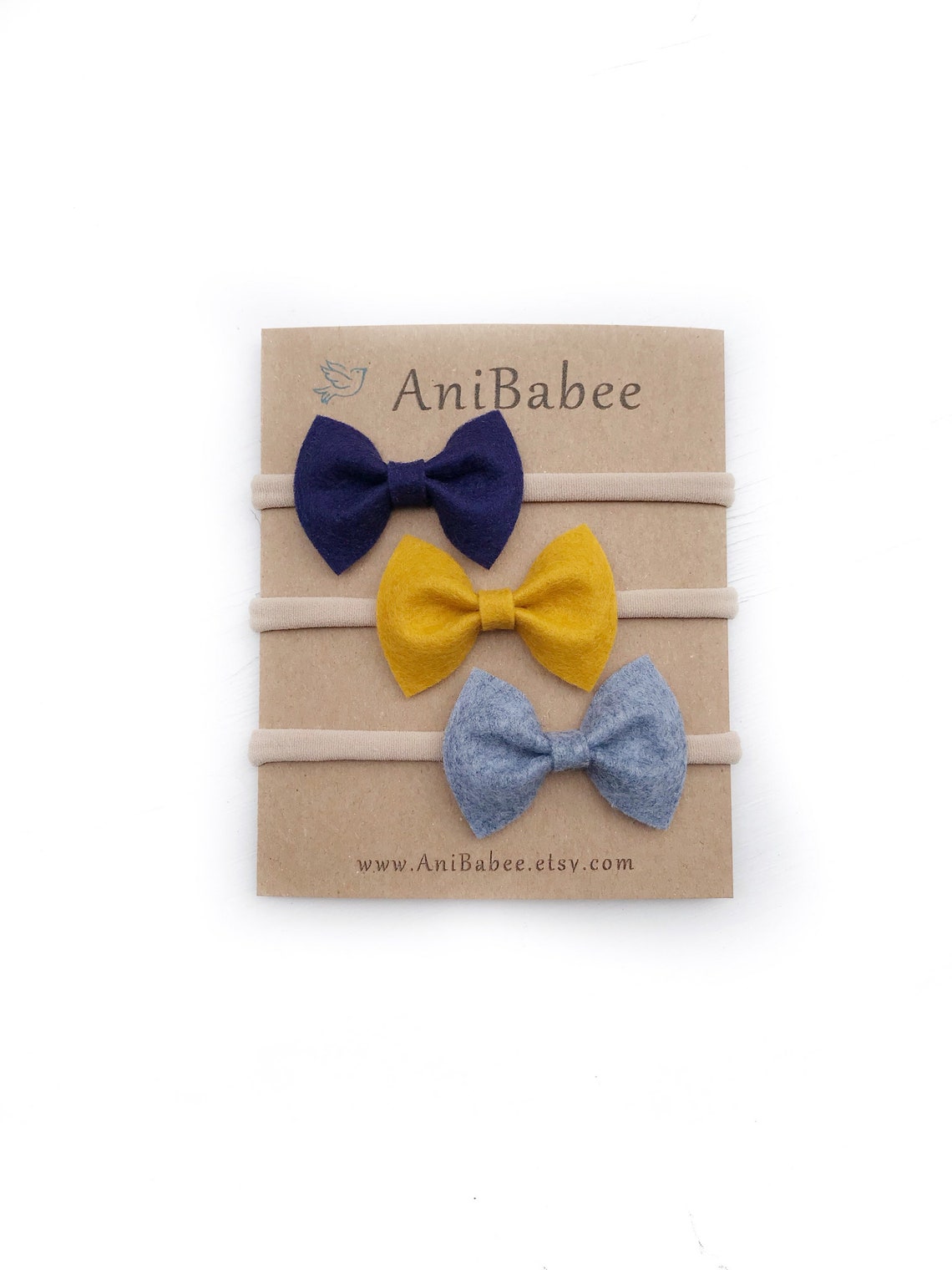 Navy Blue Felt Bow Headband Set Baby Bow Headband Puppy Bow Etsy