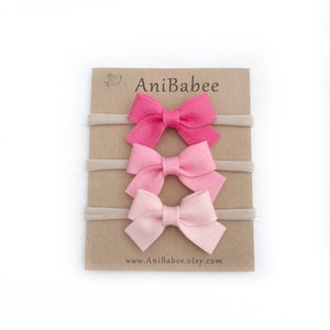 Baby Bow Headband, Hair Bows, Newborn Headband, Baby Headband, Baby-Girl Bow Headband, Felt Bow, Baby Headband Set, Nylon Baby Headband