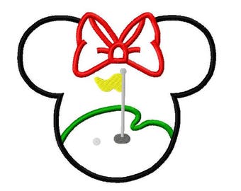 Character Inspired Miss Mouse Golf Game Ears Embroidery Applique Design