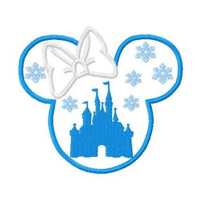 Character Inspired Miss Mouse Snowflake Castle Embroidery Applique Design - Instant Digital Download for Embroidery machines