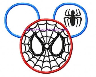 Character Inspired Mouse Super Hero Spider Design Stickerei Applique Design