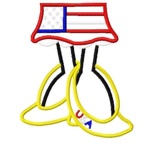 Character Inspired Patriotic Flag 4th of July Miss Mouse Feet - Legs - Shoes Embroidery Applique Design