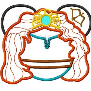 Może przedstawiać: Czerwono-pomarańczowa postać z kreskówki z długimi włosami, nosząca niebiesko-żółtą koronę. Postać otoczona jest dwoma czarnymi okręgami, z których jeden zawiera brązowy łuk i strzałę.