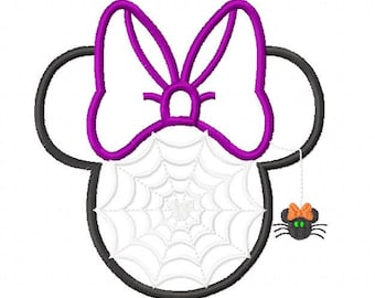 Character Inspired Miss Mouse Spider Web Head with bow Embroidery Applique Instant Download Digital Design