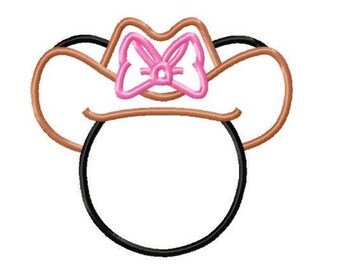 Character Inspired Miss Mouse Cowgirl Hat Embroidery Applique Design
