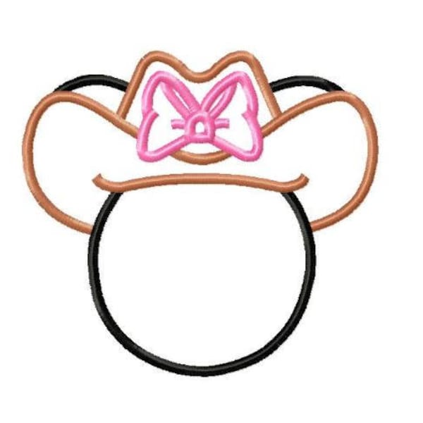 Character Inspired Miss Mouse Cowgirl Hat Embroidery Applique Design