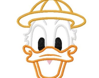 Charakter inspiriert Don Duck Full Face Safari Hut Stickerei Applikation Design - Instant Download Design für Stickmaschinen