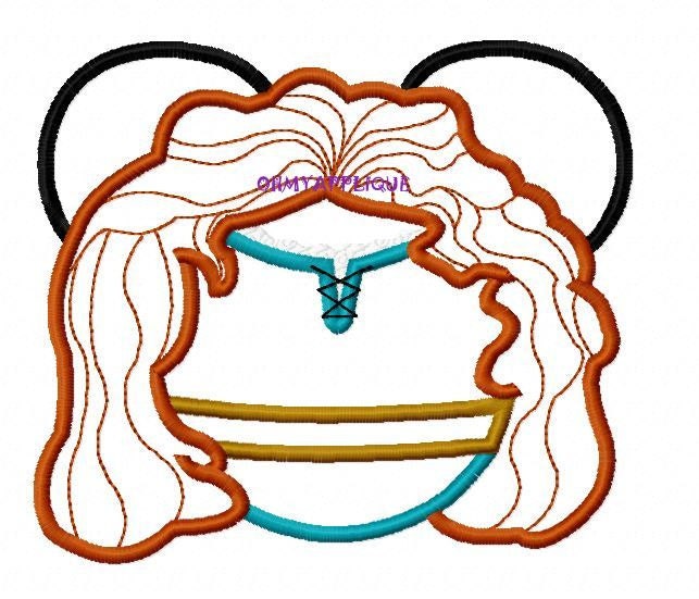 Character Inspired Princess Merida Brave Embroidery Applique Design