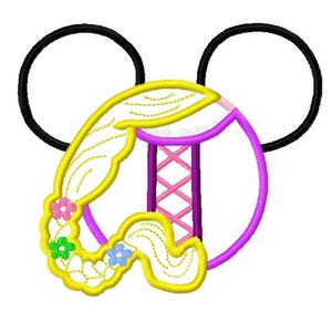 Character Inspired Mouse Princess Long Hair Version 2 Embroidery Applique Design Instant Download Digital File
