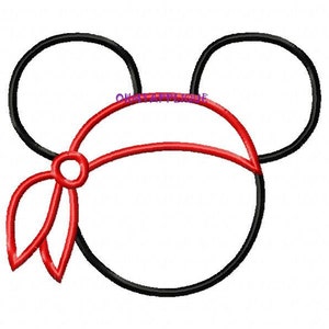 Character Inspired Mouse Pirate Bandana Embroidery Applique Design
