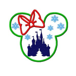 Character Inspired Mouse Snowflake Christmas Tree Castle Embroidery Applique Design - Instant Digital Download for Embroidery