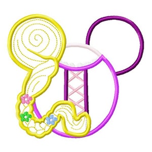 Character Inspired Mouse Princess Long Hair Embroidery Applique Design Instant Download Digital File