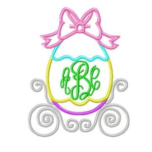 Princess Monogram Easter Egg Carriage Embroidery Applique Design