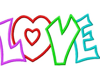 Love Valentines Embroidery Applique Design