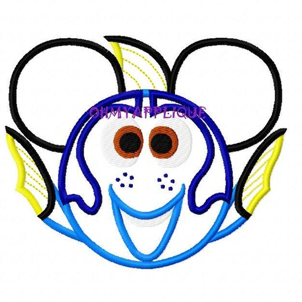 Personaje inspirado mejor amigo pez Dory bordado apliques diseño del ratón
