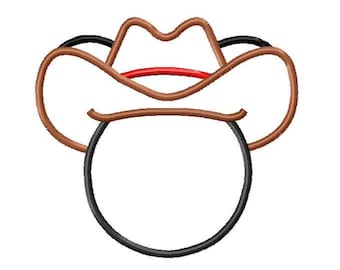 Charakter inspiriert Herr Maus-Cowboy-Hut Stickerei Applikation Design