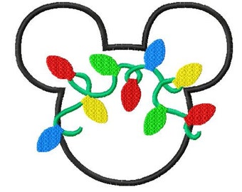 Character Inspired Mouse Stitchout Filled Christmas Lights Embroidery Applique Design