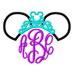 Character Inspired Miss Tiara Monogram or Initial Frame Embroidery Applique Design