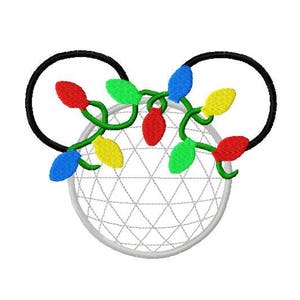 Character Inspired Mouse Silver Park Ball Applique Christmas Tangled Lights Embroidery Applique Design