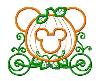 Character Mouse Princess Pumpkin Carriage Embroidery Applique Design
