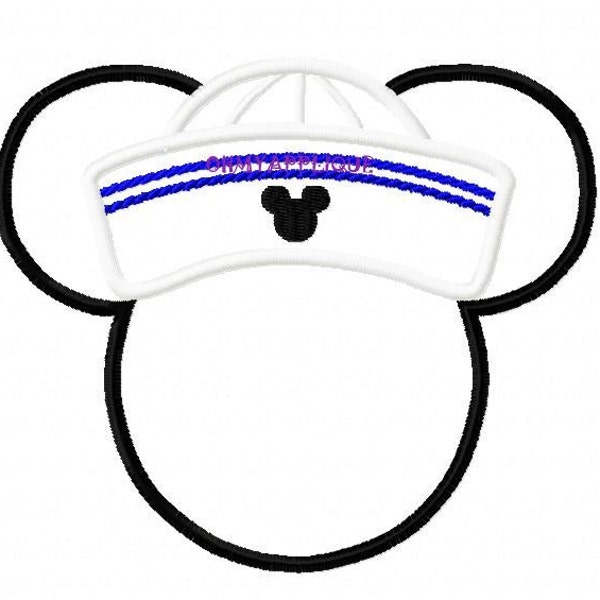 Character Mouse Sailor Cap Hat Embroidery Applique Design