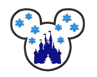 Character Inspired Mouse Snowflake Christmas Tree Castle Embroidery Applique Design - Instant Digital Download for Embroidery