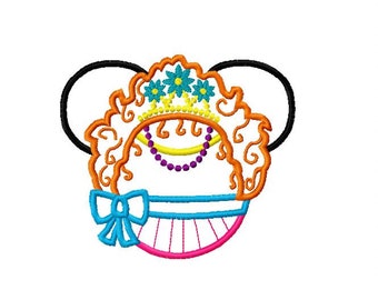 Character Inspired Miss Mouse Fancy Girl Embroidery Applique Design Instant Download Digital File