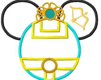 Character Inspired Princess Mouse Merida Brave with Tiara Embroidery Applique Design