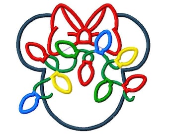 Character Inspired Applique Christmas Tangled Lights and Bow Embroidery Applique Design