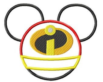 Character Inspired Mouse Ears Super Hero Incredible Family Embroidery Applique Design