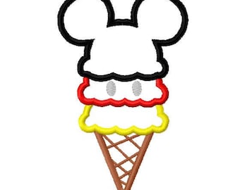 Character Inspired Mister Ice Cream Cone also for Monogram or Initial Embroidery Applique Design