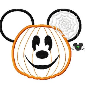 Character Pumpkin Mister Halloween Pumpkin Jack o lantern Mouse with spider web ear Embroidery Applique Instant Download Digital Design