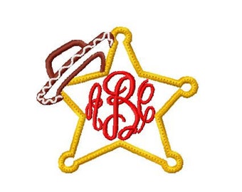 Character Monogram Initial Sketch Toy Book Cowboy Woody Easy Stitchout Design- Digital Download Embroidery Design
