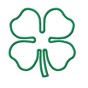 May include: A green outline of a four-leaf clover.