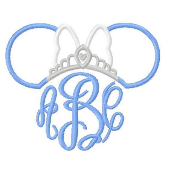 Character Inspired Miss Diamond Winter Tiara Monogram or Initial Embroidery Applique Design for Embroidery Machines